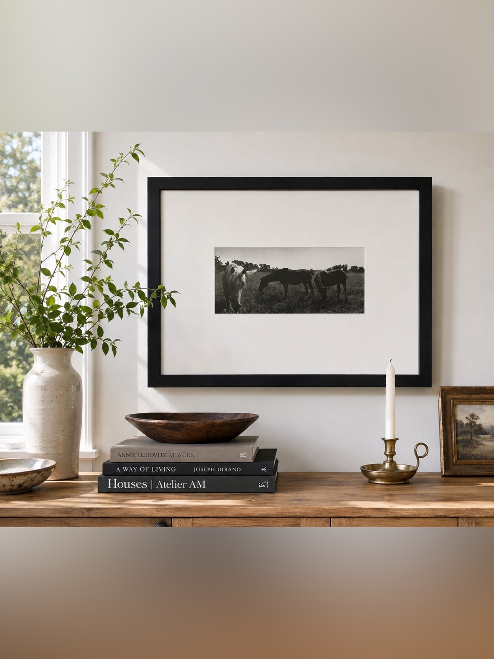 Ray Van Dusen Canadian B&W Horse Photography Framed Art 19x14